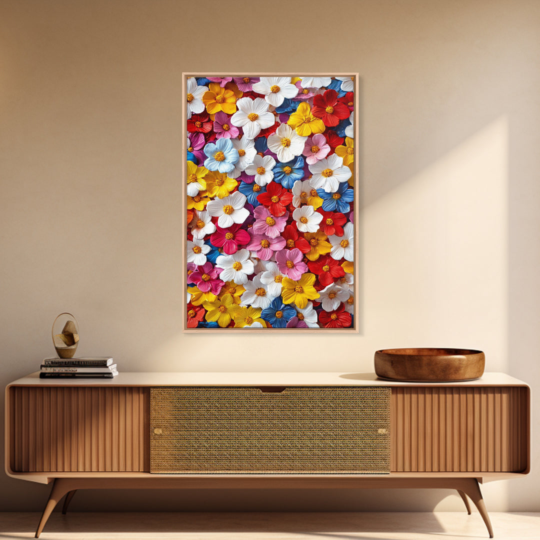 Botanical Prints Wall Art, Framed Canvas Print, 3D Effect Flower Art, Modern Art, Cute Room Decor, Aesthetic Decor, Trendy Wall Art