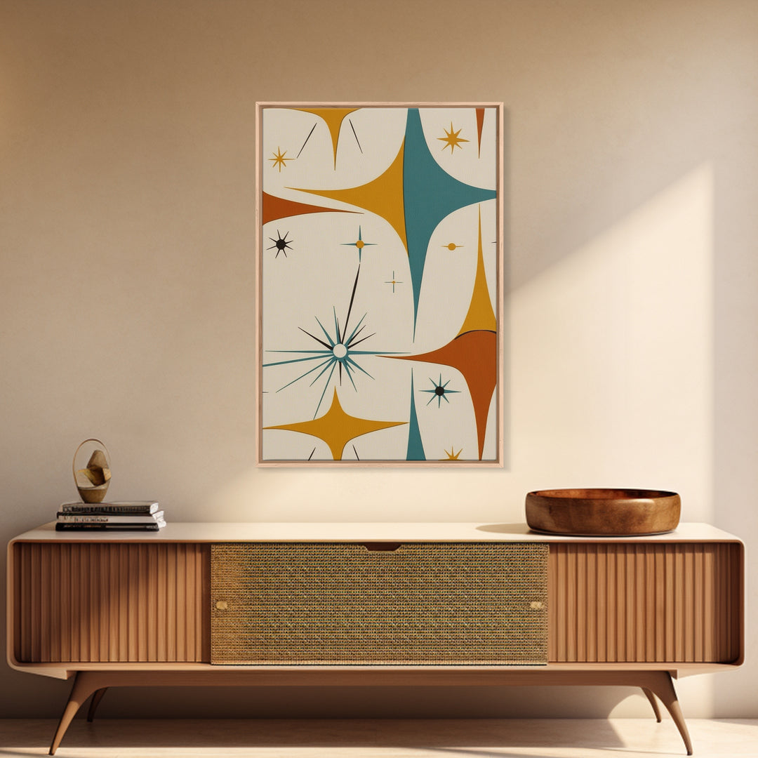 Art Deco Star Burst Canvas Print Wall Art, Retro 50s Style, Starburst, Mid-Century Modern Wall Art, Minimalist Home Decor, Modern Art