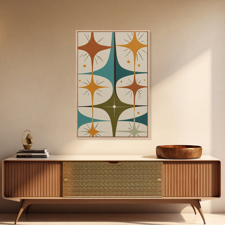 Art Deco Star Burst Canvas Print Wall Art, Retro 1950s Style, Starburst, Mid-Century Modern Wall Art, Minimalist Home Decor, Modern Art