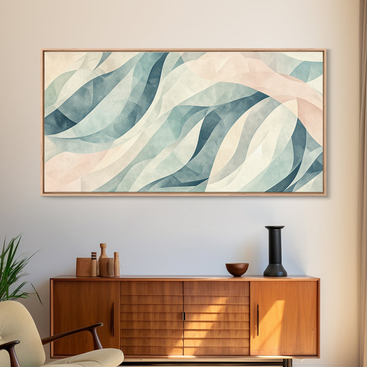 Pastel Abstract Canvas Print, Retro Kids Room Decor, Large Modern Art, Line Art Print