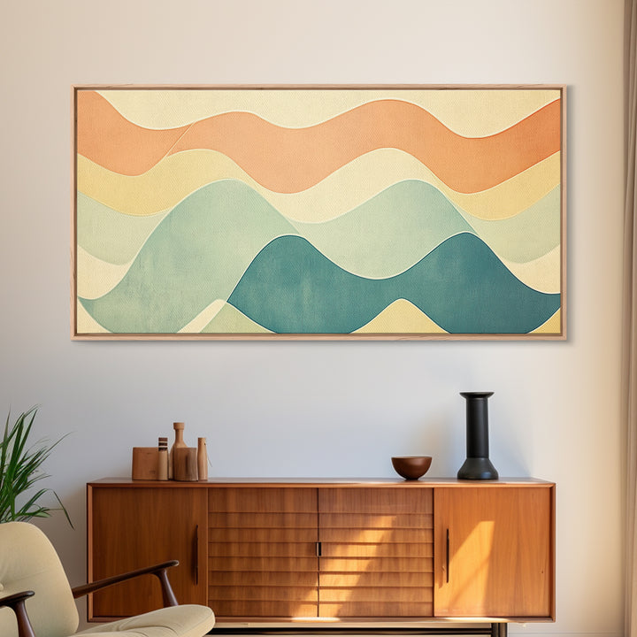 Pastel Abstract Aerial Geometric Giclee Art Print, Large Mid Century Modern Wall Art, Minimalist Decor For Living Room Above SOfa
