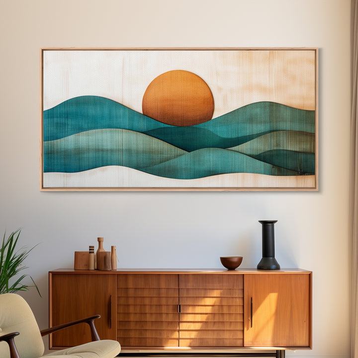 Abstract Minimalist Art Deco Landscape Canvas Print, Boho Home Decor, Bohemian Wall Art, Tiny House Wall Art