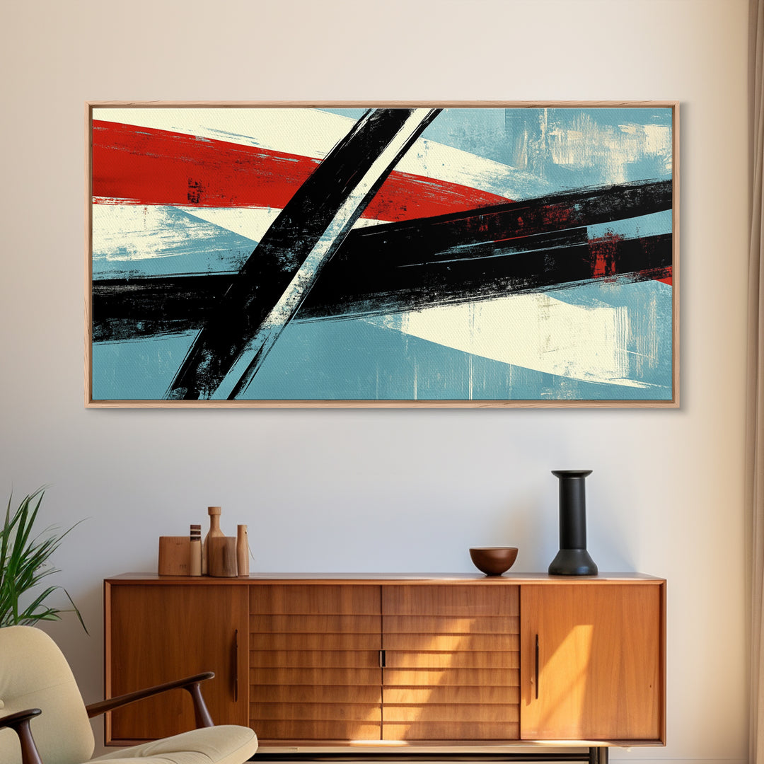 Brush Strokes - Canvas Print - Midcentury Modern Wall Art - Wood Framed Art - Home Decor