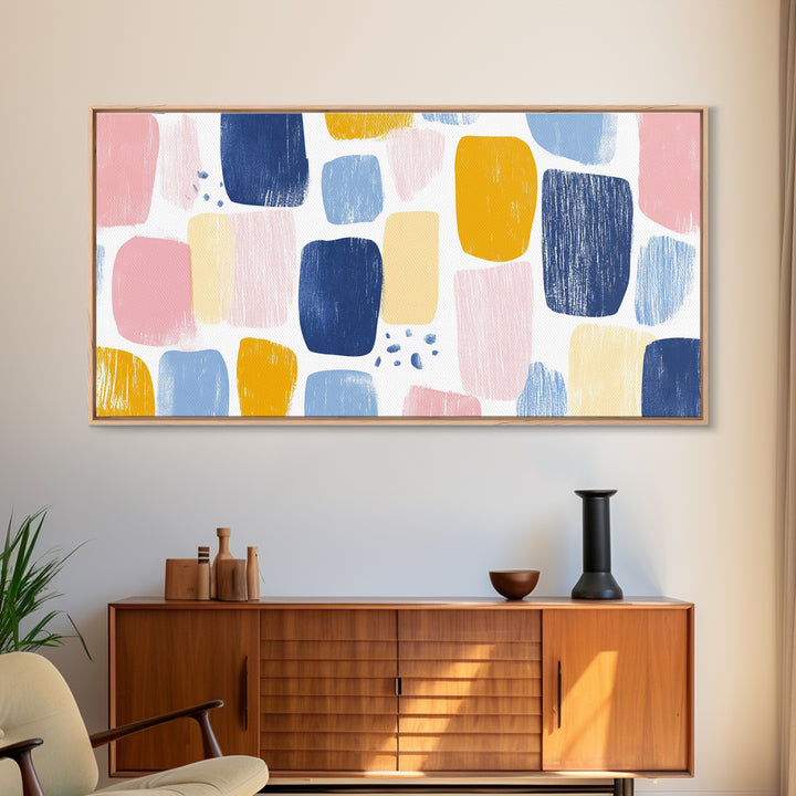 Abstract Painting Print, Wood Framed Wall Art, Preppy Decor, Girl's Dorm Room Wall Art, Apartment Decor