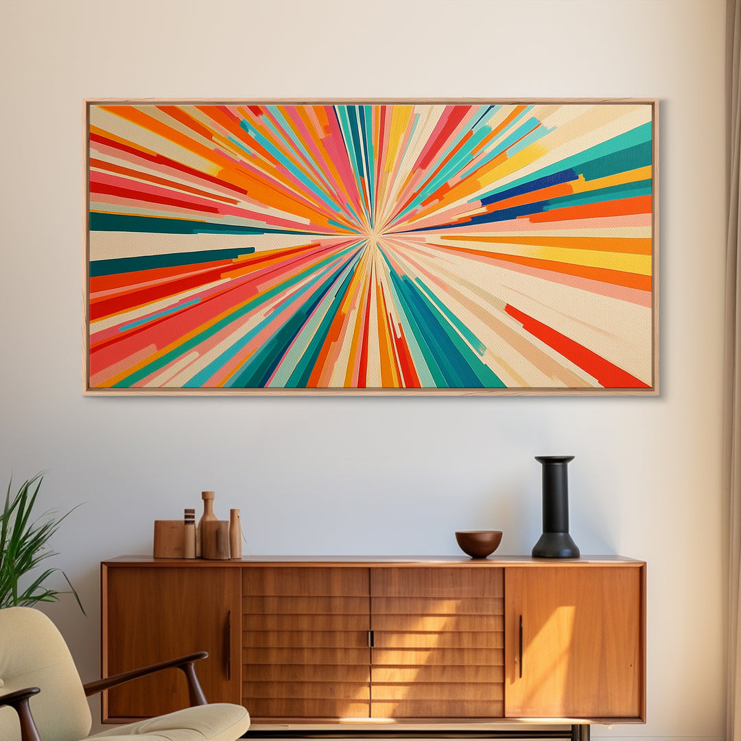 Beautiful Art Deco Sun Burst Wall Art Canvas Print, Unique Wall Decor, ready to hang framed wall art, living room decor