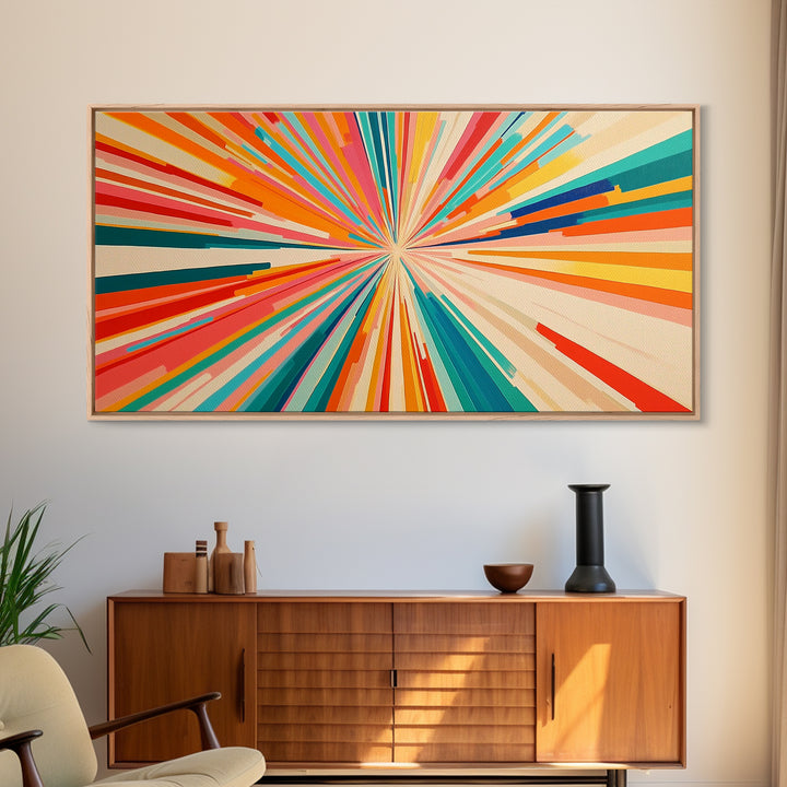 Beautiful Art Deco Sun Burst Wall Art Canvas Print, Unique Wall Decor, ready to hang framed wall art, living room decor