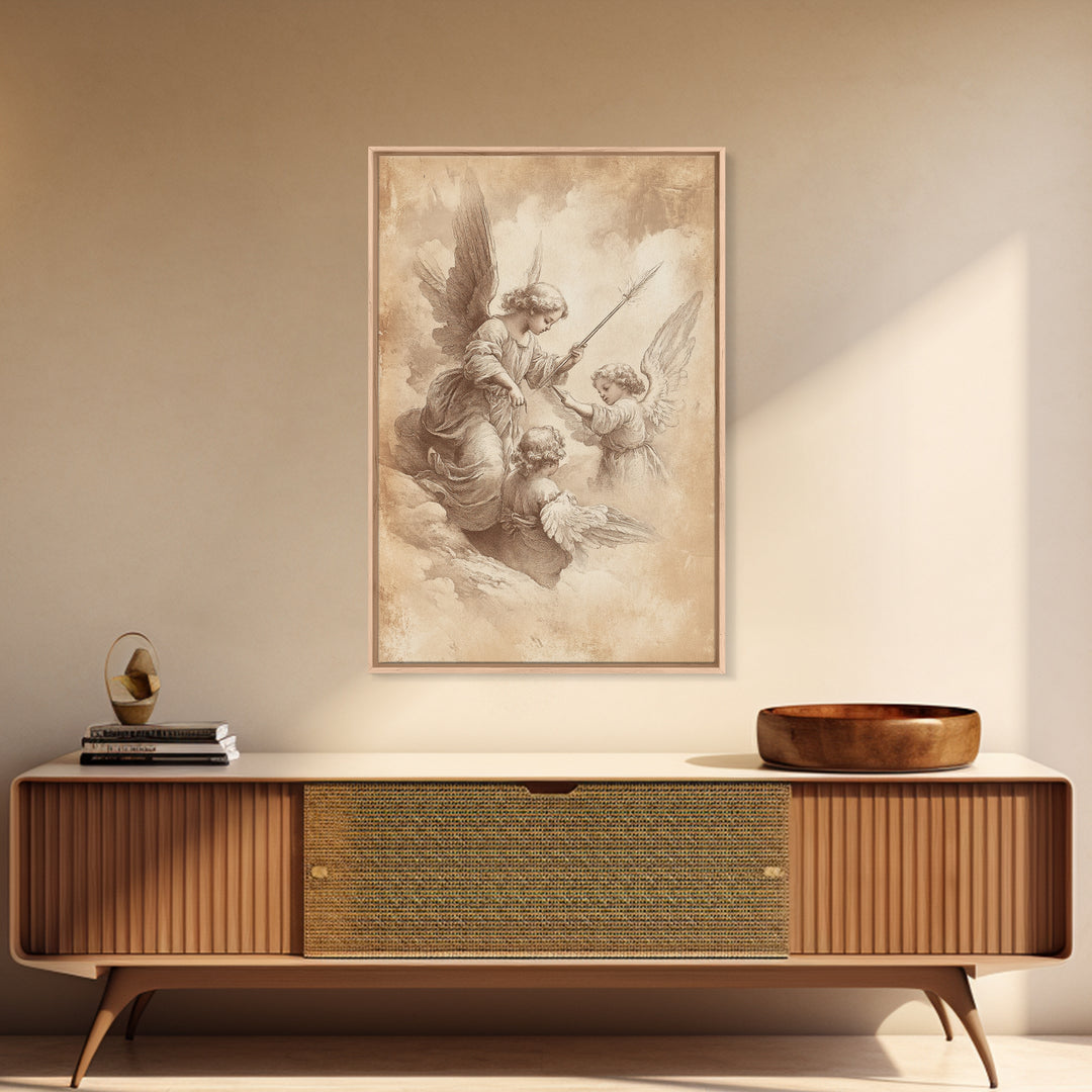 Angelic Painting Print, Framed Canvas Print, Angelic Wall Art, Abstract Angel Artwork, Personalized Gifts, Guardian Angels