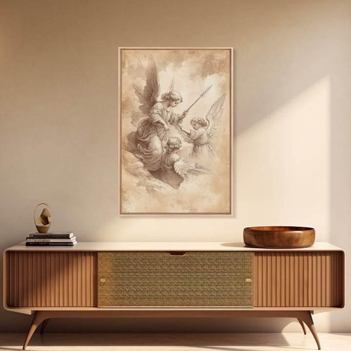 Angelic Painting Print, Framed Canvas Print, Angelic Wall Art, Abstract Angel Artwork, Personalized Gifts, Guardian Angels