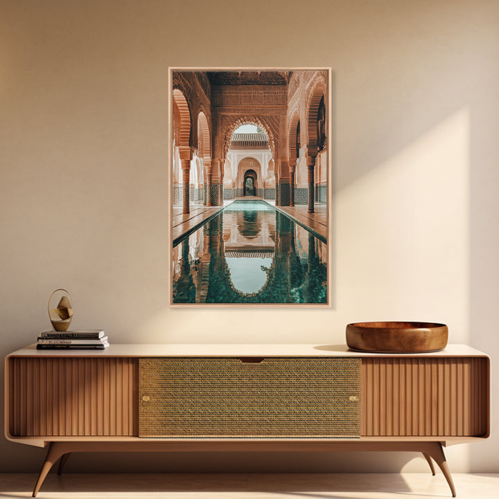 Reflection Pool Framed Canvas Print, Moroccon Wall Art