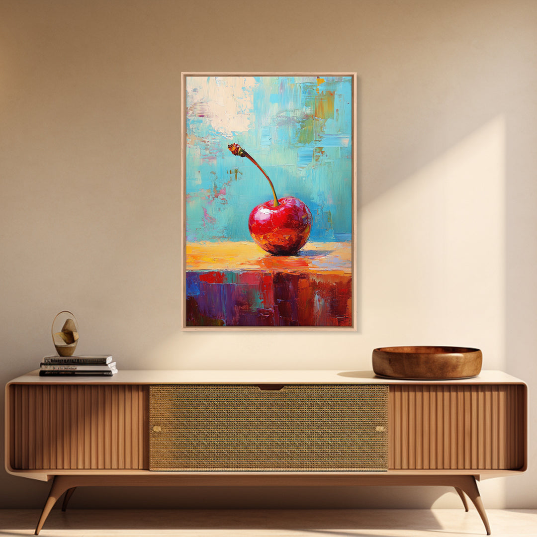 Cherry Painting Print, Canvas Print, Cherry Painting Original Art Berry Still Life Painting On Canvas, Original Artwork, Kitchen Decor, Dining Room Art