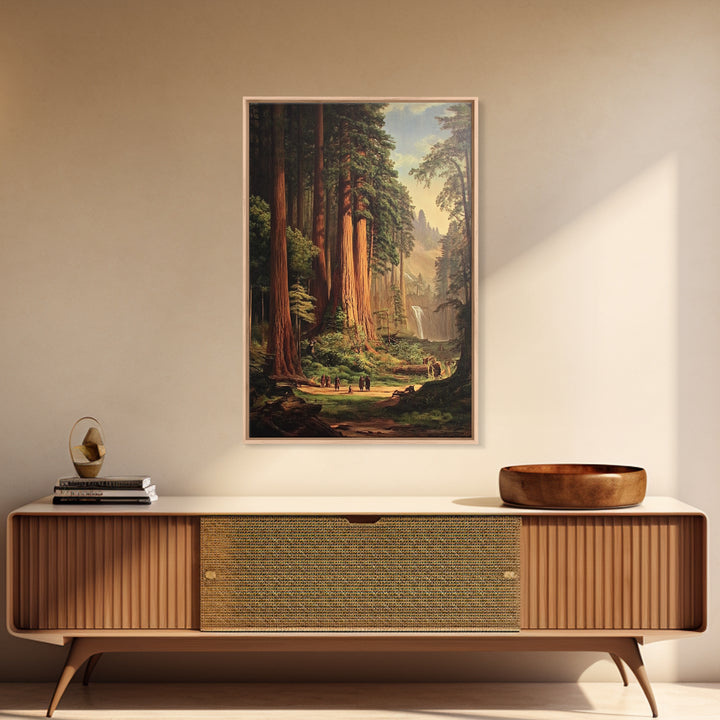 Ancient California Redwoods Framed Canvas Print, Fantasy Painting, Fantasy Wall Art, Beautiful California Wall Art