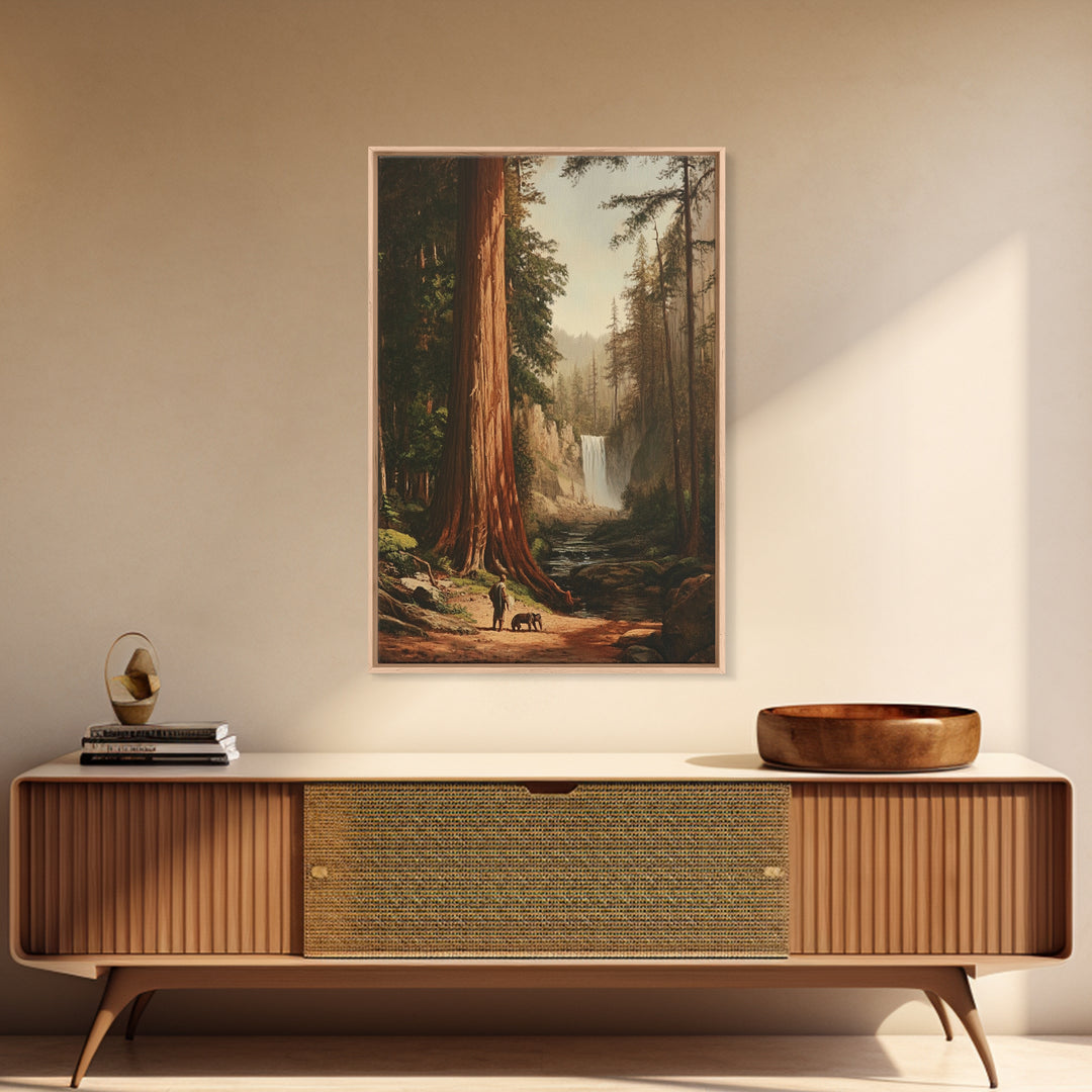 California Wall Art Framed Canvas Print, Redwood Trees, Fantasy Decor