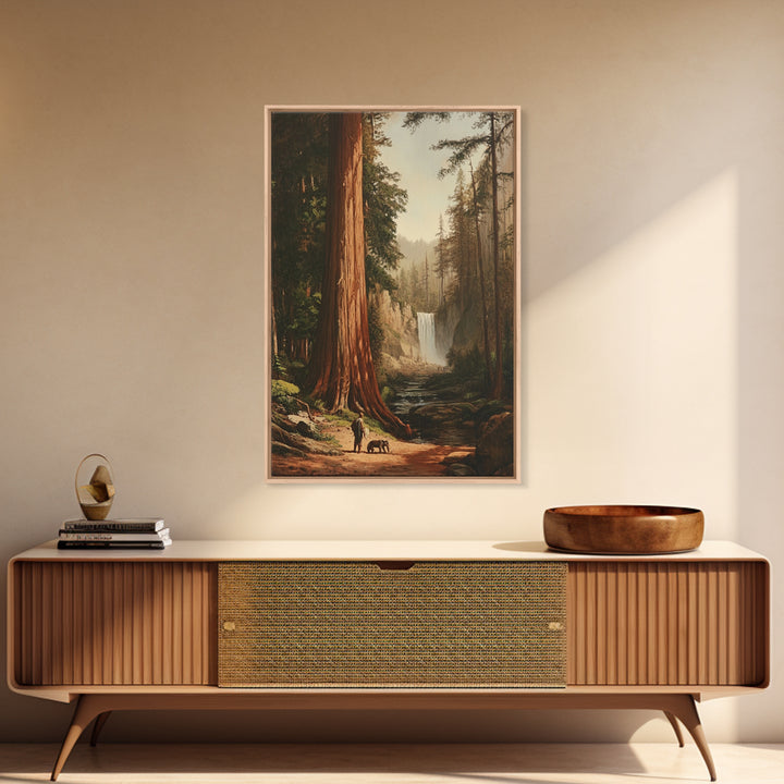 California Wall Art Framed Canvas Print, Redwood Trees, Fantasy Decor