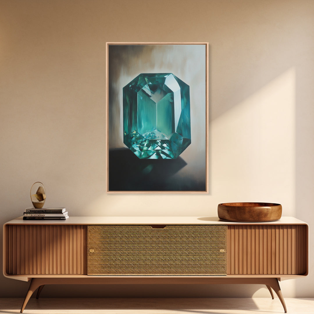 Watercolor Painting Print of an Emerald, Genstones Painting, Gemstone Painting, Emerald Wall Art, Emerald Green Home Decor, Kitsch Art