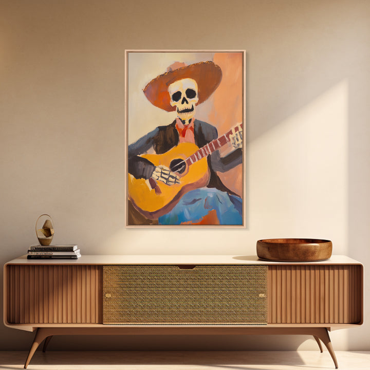 Chicano Cowboy Guitarist Canvas Print - Tejano Wall Art - Mexicano Home Decor - Mexican Style Cultural Artwork