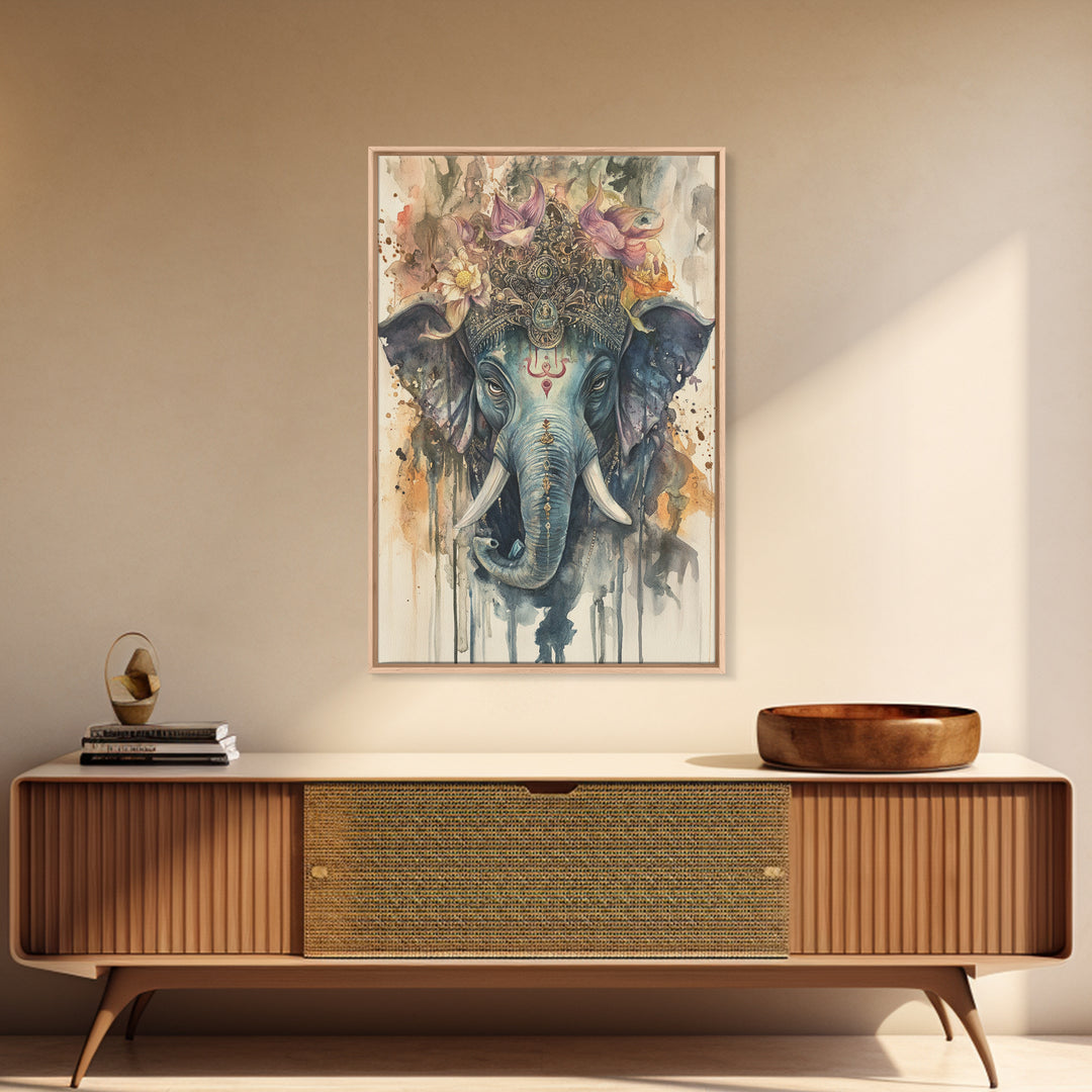 Ganesh Wall Art, Ganesha Painting Print, Framed Canvas Print, Painting of Ganesha, Ganesh Art, Hindu Art, Hinduism Home Decor