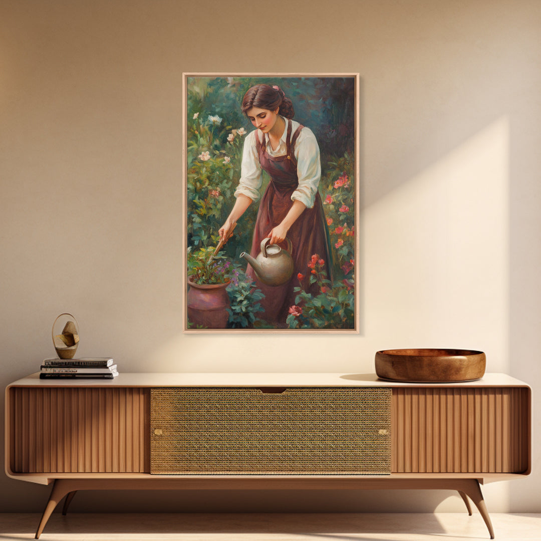 Canvas Art Print - In The Garden - Woman In Garden Painting Wall Art Print - Extra Large Art - Gardening Wall Art - Gardening Gift Idea