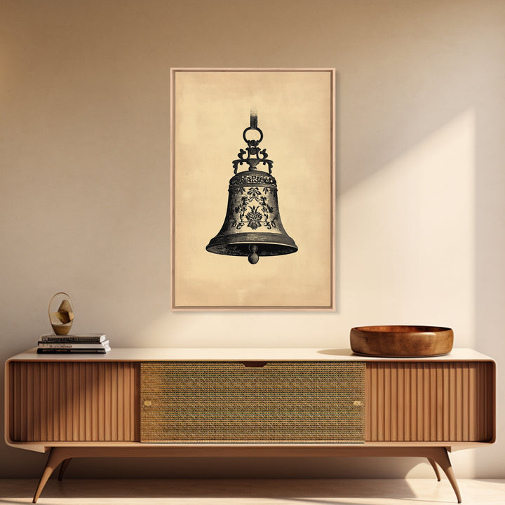 Christmas Bell Painting Print - Wood Framed Wall Art - Christmas Decor - Boho Christmas - Minimalist Christmas