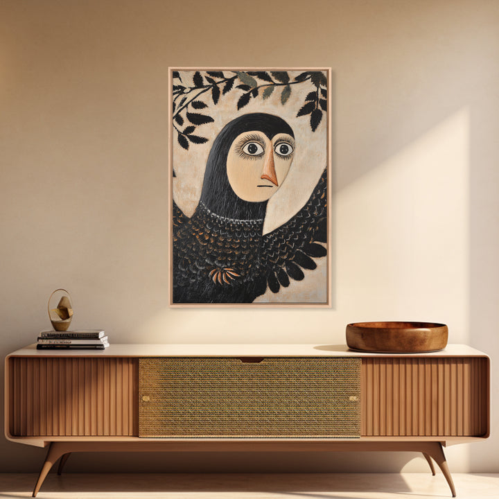 19th Century Folk Art Painting Print of a Harpy, Harpy Painting Print, Vertical Wall Art, Russian Folk Art