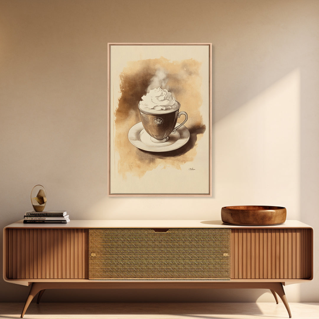 Christmas Coffee Canvas Print - Framed Canvas - Minimalist Christmas Art - Boho Christmas Art - Rustic Christmas Art