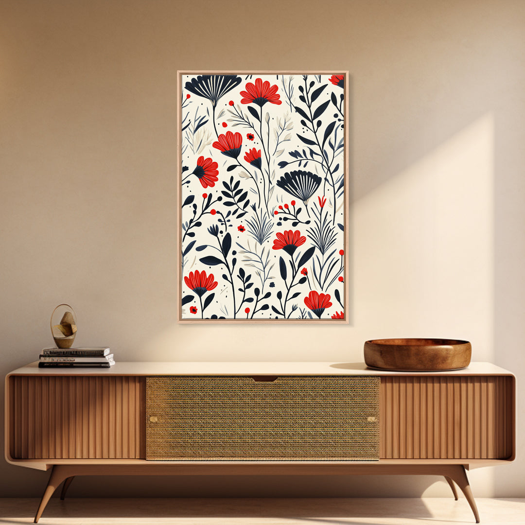 Botanical / Floral Print Wall Art Framed Canvas Print Midcentury Modern Wall Art Home Decor Boho Minimalist Ready To Hang Large Art