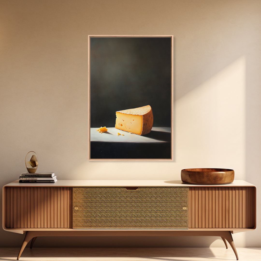 Cheese Art - Kitchen Wall Art - Framed Canvas Print - Kitchen Decor - Rustic Kitchen, Farmhouse Kitchen Wall Art - Cheese Oil Painting