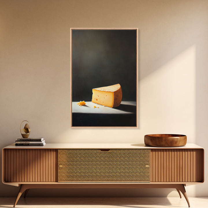 Cheese Art - Kitchen Wall Art - Framed Canvas Print - Kitchen Decor - Rustic Kitchen, Farmhouse Kitchen Wall Art - Cheese Oil Painting