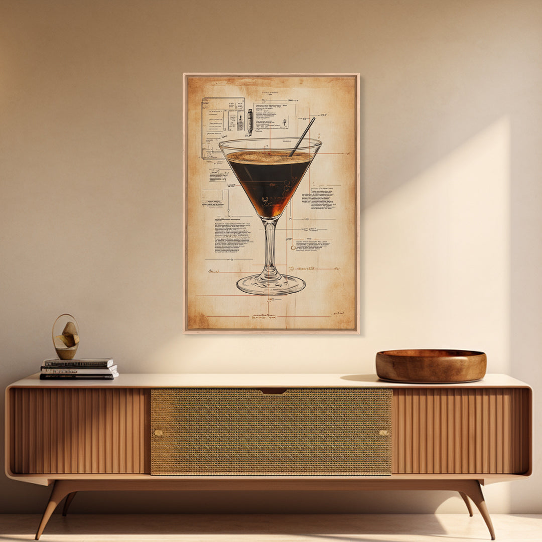 Cocktail Painting Print, Espresso Martini Wall Art, Canvas Print, Bar Decor, Bar Wall Art, Gift Idea For Martini Lover, Espresso Martini Painting