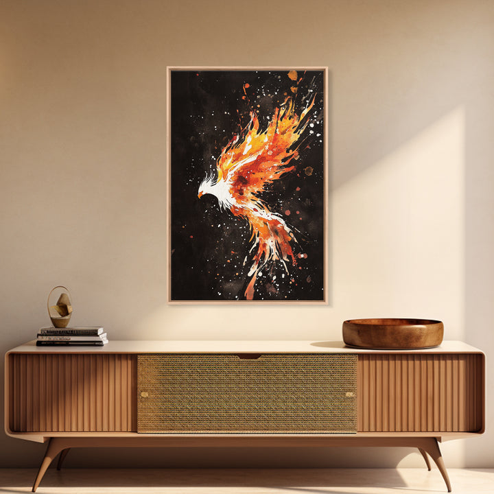 Graffiti Punk Art, Phoenix In Flames, Retribution, Framed Canvas Print, The Phoenix, Framed Wall Art, Original Painting Phoenix
