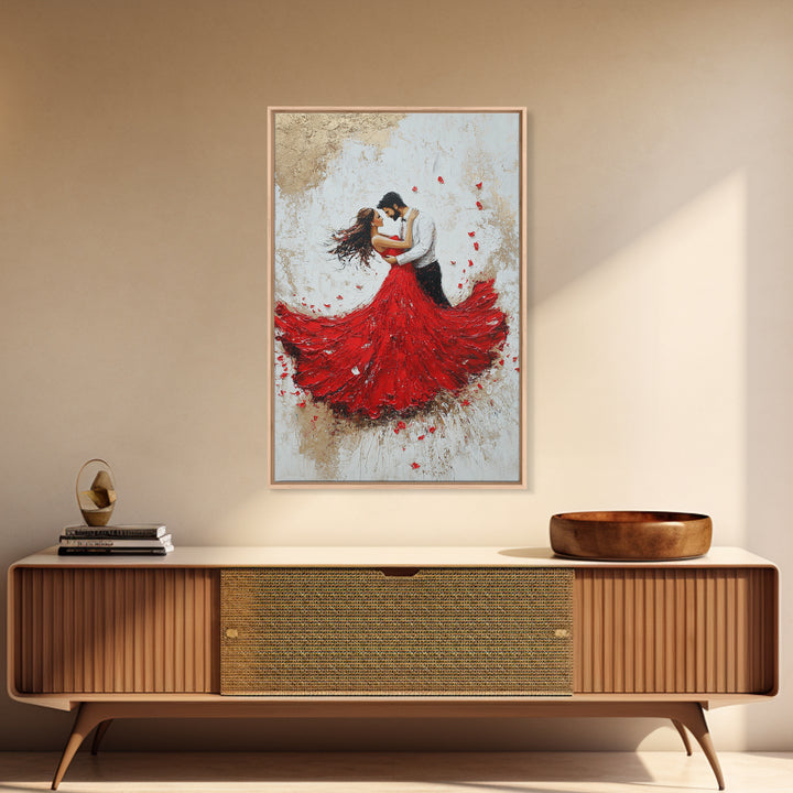 Couple Dancing Framed Canvas Print, Couple Wall Art, Wedding Gift, Dancing Wall Art, Dance Studio Decor, Engagement Gift Idea, Dancing Art