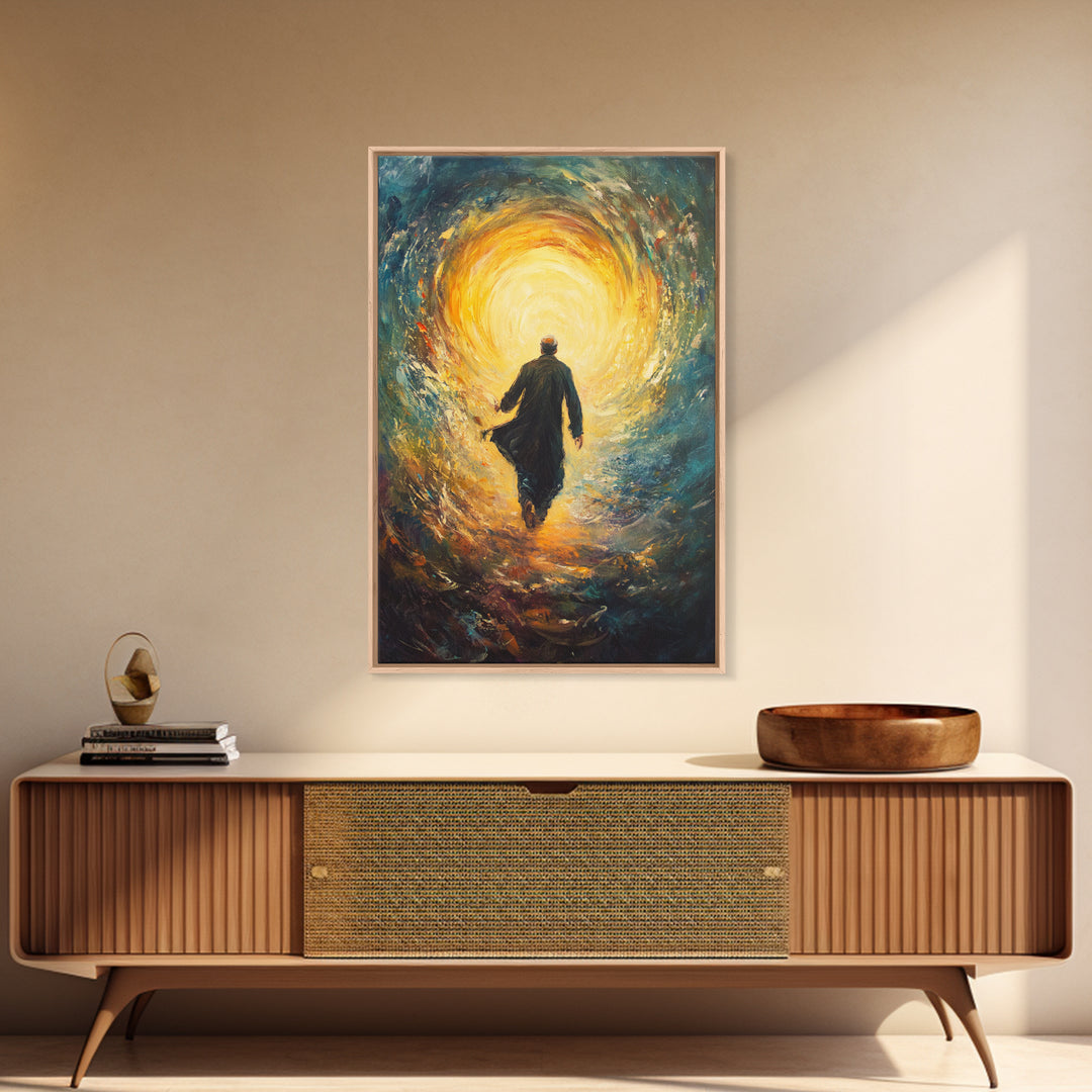 Bahai Wall Art Framed Canvas Print, Retro Abstract Wall Art