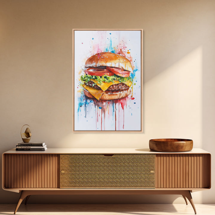 Hamburger Painting Print, Kitchen Decor, Restaurant Decor, Dining Room Art, Restaurant Wall Art, Diner Wall Art, Restaurant Owner Gift Idea