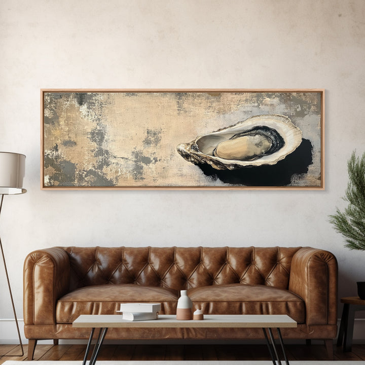 Wabi Sabi Kitchen Wall Decor, Oyster Shell Painting Print, Canvas Print, Oyster Wall Art, Boho Kitchen Decor, Dining Room Wall Art, Kitchen Decor