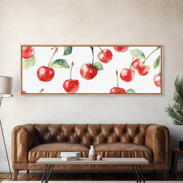 Chery Wall Art Canvas Print - Horizontal Extra Wide Wall Art - Panoramic Kitchen Decor - Kitchen Painting - Cherry Painting - Cherry Decor