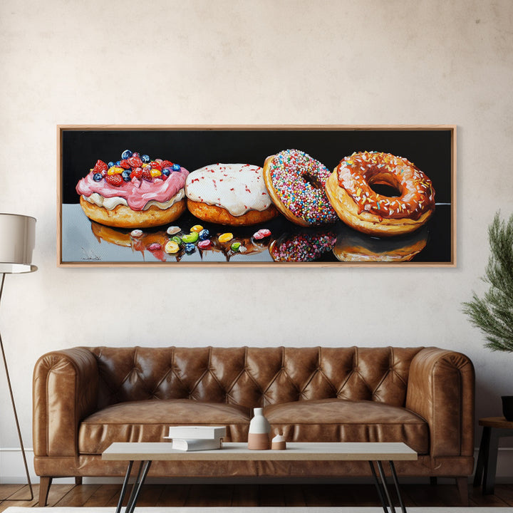 Renaissance Style Painting Of Some Donuts, Framed Canvas Print, Bakery Decor, Bakery Wall Art, Donut Shop Wall Art, Funny Renaissance Art