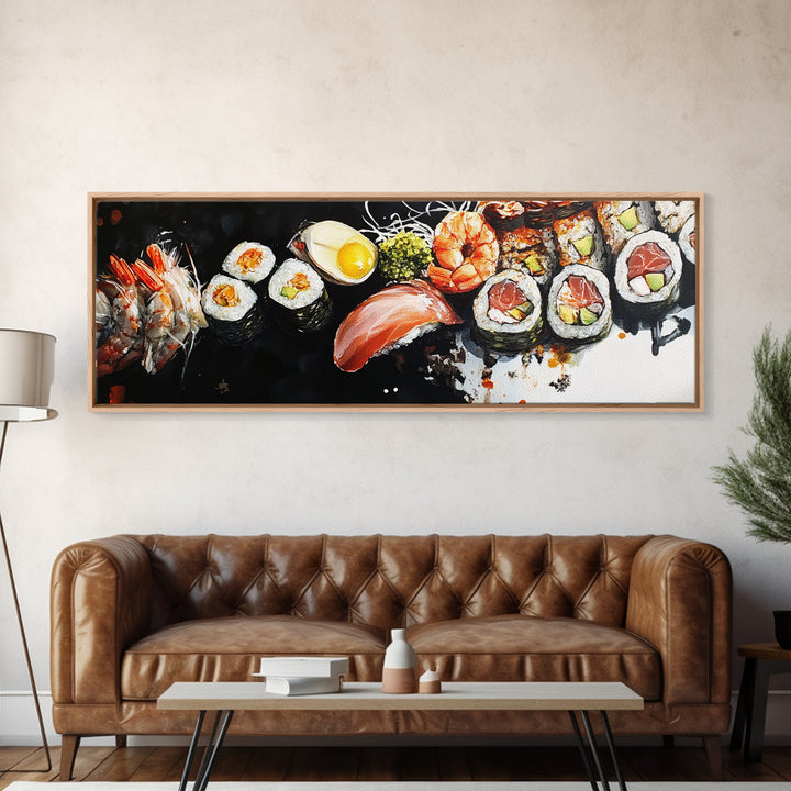 Abstract Food Painting Print, Painting of Sushi, Kitchen Decor, Kitchen Wall Art, Kitsch Dining Room Art, Eclectic Home Decor