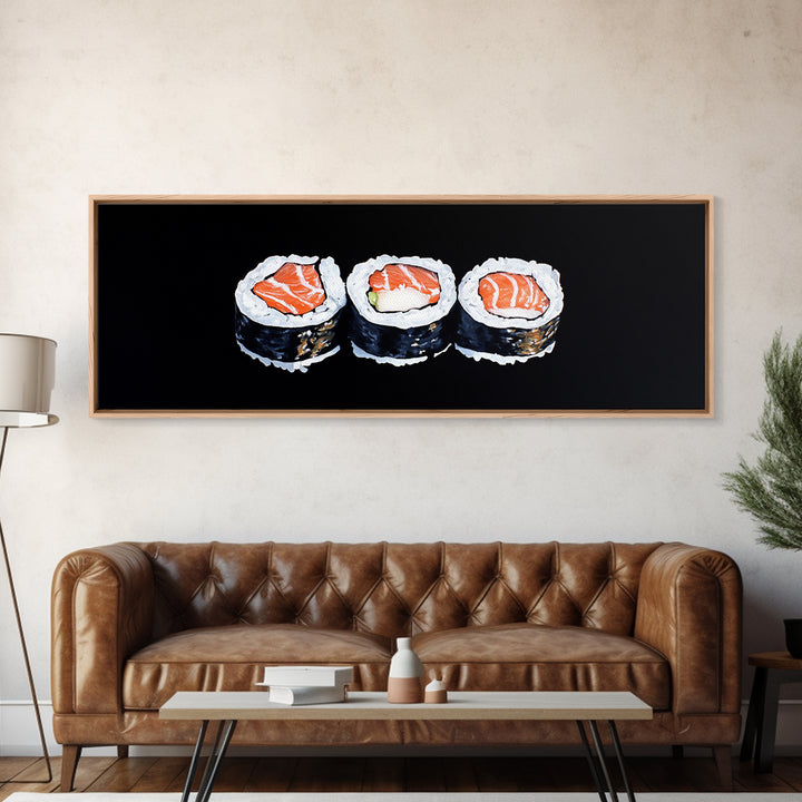 Abstract Sushi Painting Print, Food Art, Framed Canvas Print, Kitchen Decor, Minimalist Kitchen Wall Art, Kitchen Painting, Wall Art For Kitchen