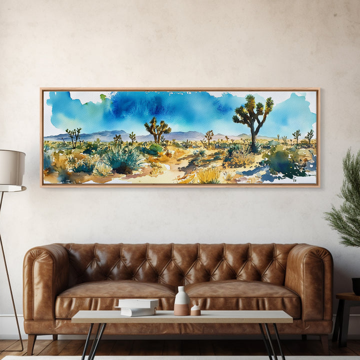 Canvas Print Panoramic Landscape Painting of Joshua Tree California Canvas Print, Joshua Tree Art, California Wall Art, Minimalist Desert Art