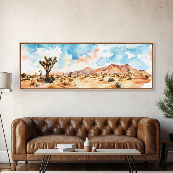 Desert Landscape Painting Print, Pueblo Style Home Decor, Southwestern Farmhouse Painting of Joshua Tree California, Minimalist Decor
