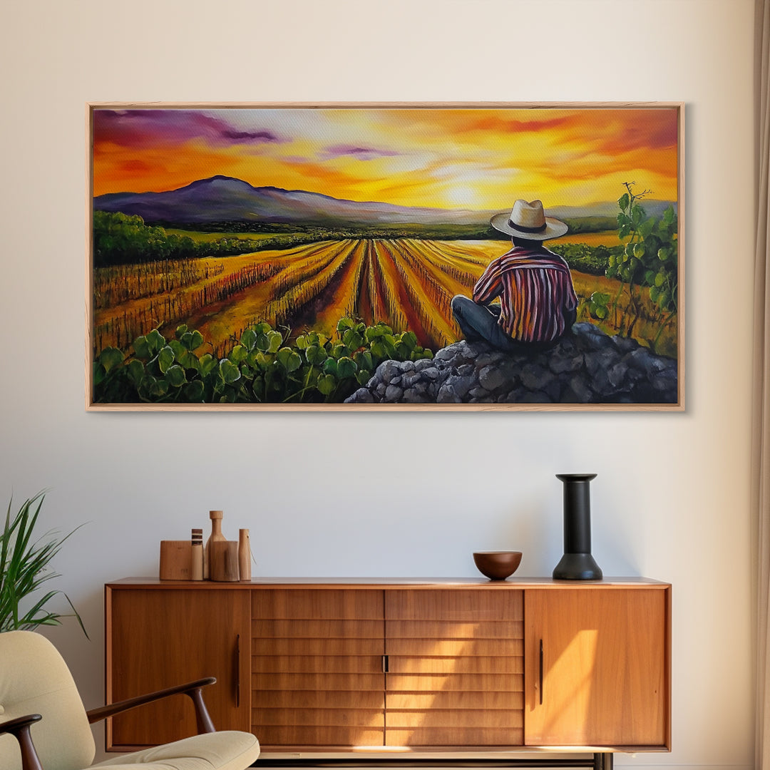 Chicano Wall Art - Mexicano Ranchero Oil Painting Print - Framed Canvas Print - Mexican Culture Art - Wood Framed Wall Art - Chicano Decor