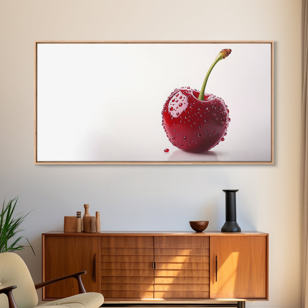 Cherry Wall Art Canvas Print, Cherry Photography Style Art, Cherry Photo Art, Kitchen Art, Kitchen Painting, Modern Art For Kitchen
