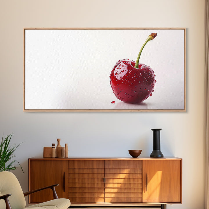 Cherry Wall Art Canvas Print, Cherry Photography Style Art, Cherry Photo Art, Kitchen Art, Kitchen Painting, Modern Art For Kitchen
