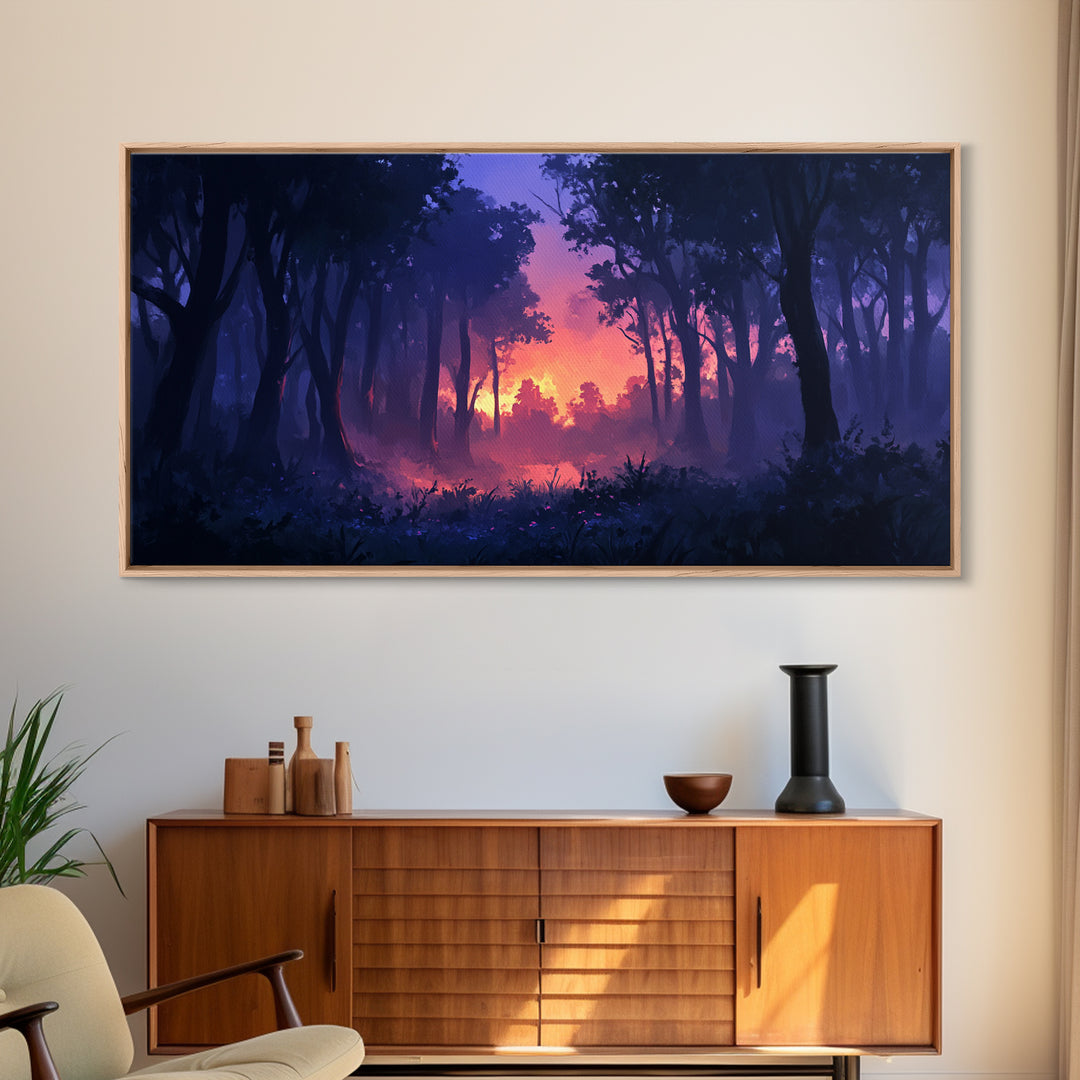 Dark Fantasy Forest Wall Art, Framed Canvas Print, Landscape Painting Print, Moody Home Decor, Landscape Wall Art, Living Room Decor