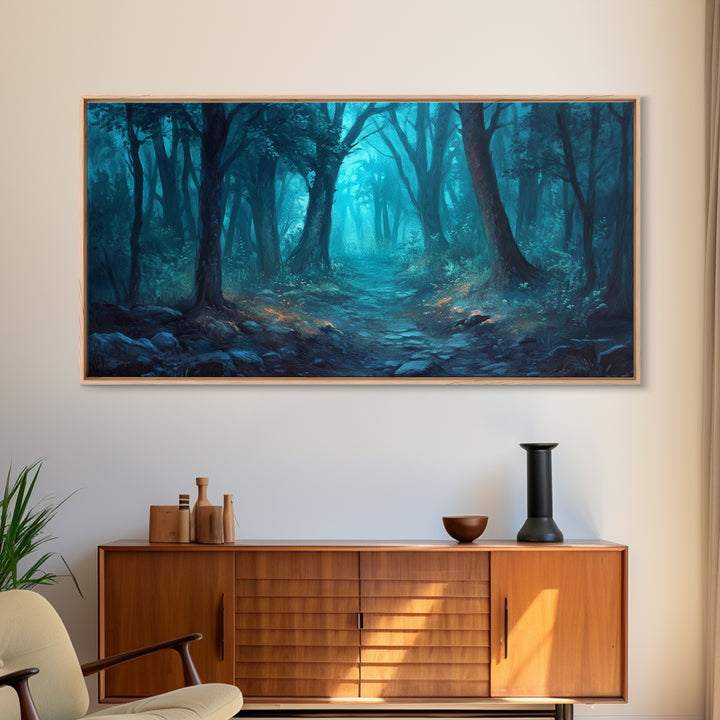 Dark Fantasy Forest Landscape Painting Canvas Print | Extra Large Living Room Wall Art | Horizontal Wall Art | Living Room Wall Art