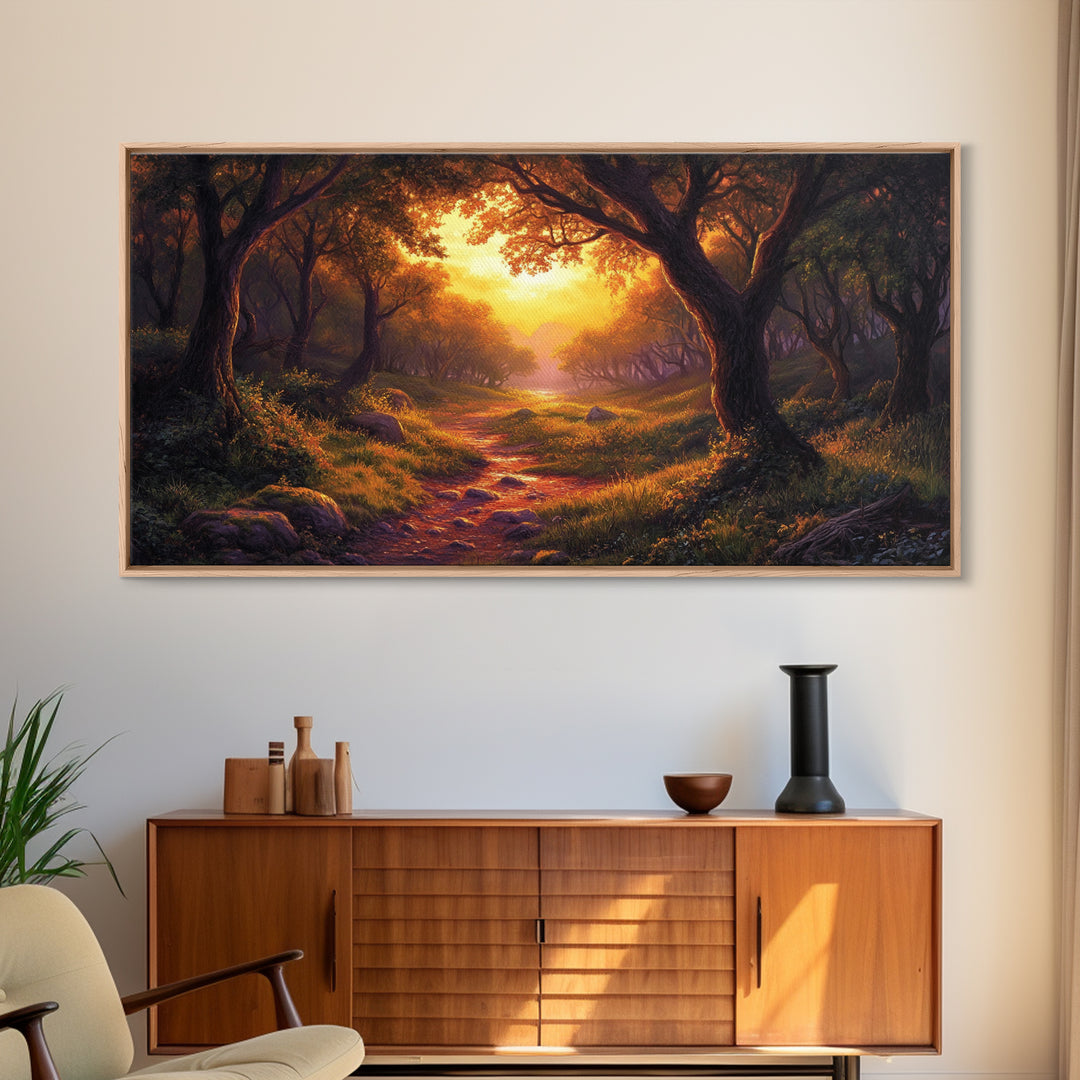 Cute Fantasy Wall Art, Framed Canvas Print, Fantasy Landscape Painting Print, Fairy Art, Fairy Landscape Wall Art Decor