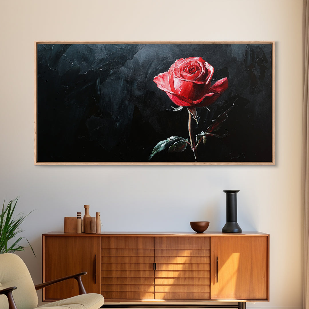 Rose Painting On Canvas Print, Original Art, Flowers Painting, Floral Painting, Framed Canvas Print, Modern Art, Living Room Wall Art, Gift Idea
