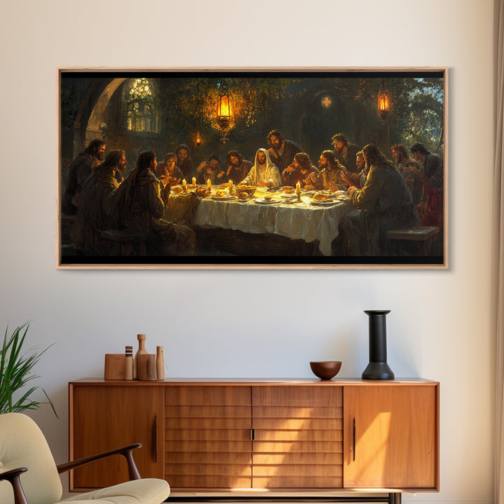 The Last Supper - Framed Canvas Print - Christian Wall Art - Chistmas Home Decor - Last Supper Oil Painting Print - Christian Home Decor