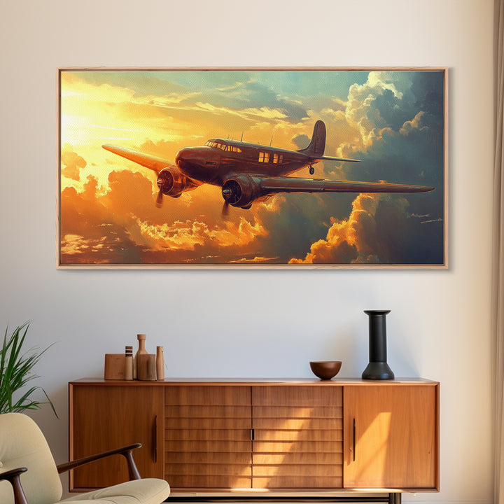 Airplane Wall Art Framed Canvas Print, Man Cave Wall Art, Office Decor, Gift For Him, Dad Gift, Pilot Gift, Retirement Gift Idea