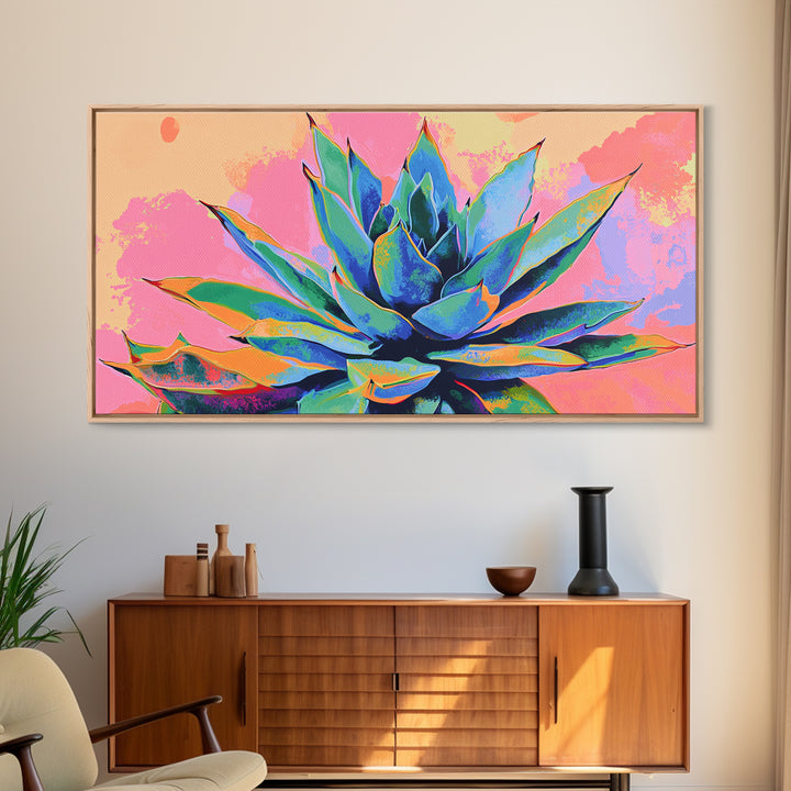 Blue Agave Wall Art Framed Canvas Print | Mexicano Art | Pueblo Style Southwestern Art | Arizona Art | Mexicano Wall Art | Agave Painting