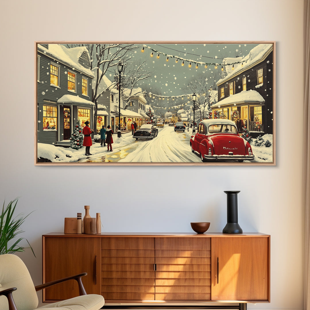 Christmas Village Painting Print Ready To Hang Wall Art, Canvas Print, Christmas Wall Art, Christmas Mantle Decor, Christmas Gift Idea